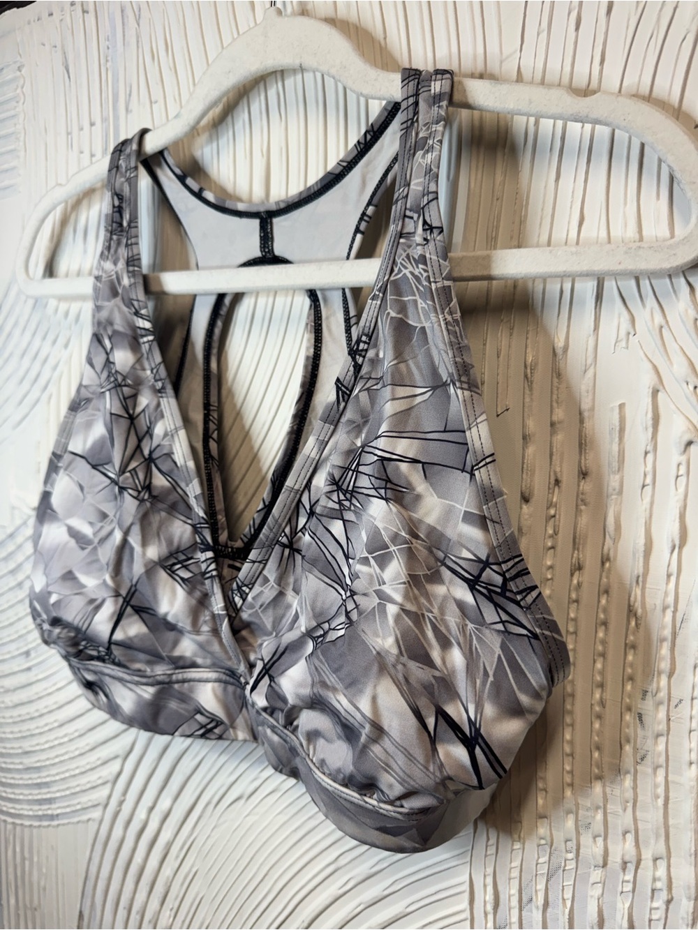 Wireless Gray Patterned Sports Bra with Racerback Support N0893 - Picture 2 of 7